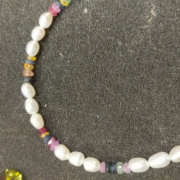 Sapphire 13 carats / pearl natural bracelet 925 - Picture 2 of 8